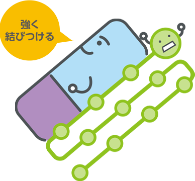 図：エイフスチラとフォン・ヴィレブランド因子（VWF）が結びついた様子