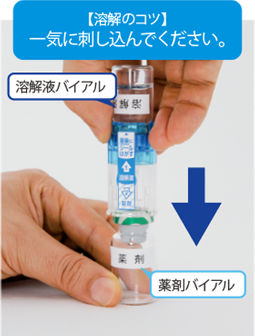画像：【溶解のコツ】一気に刺し込んでください。